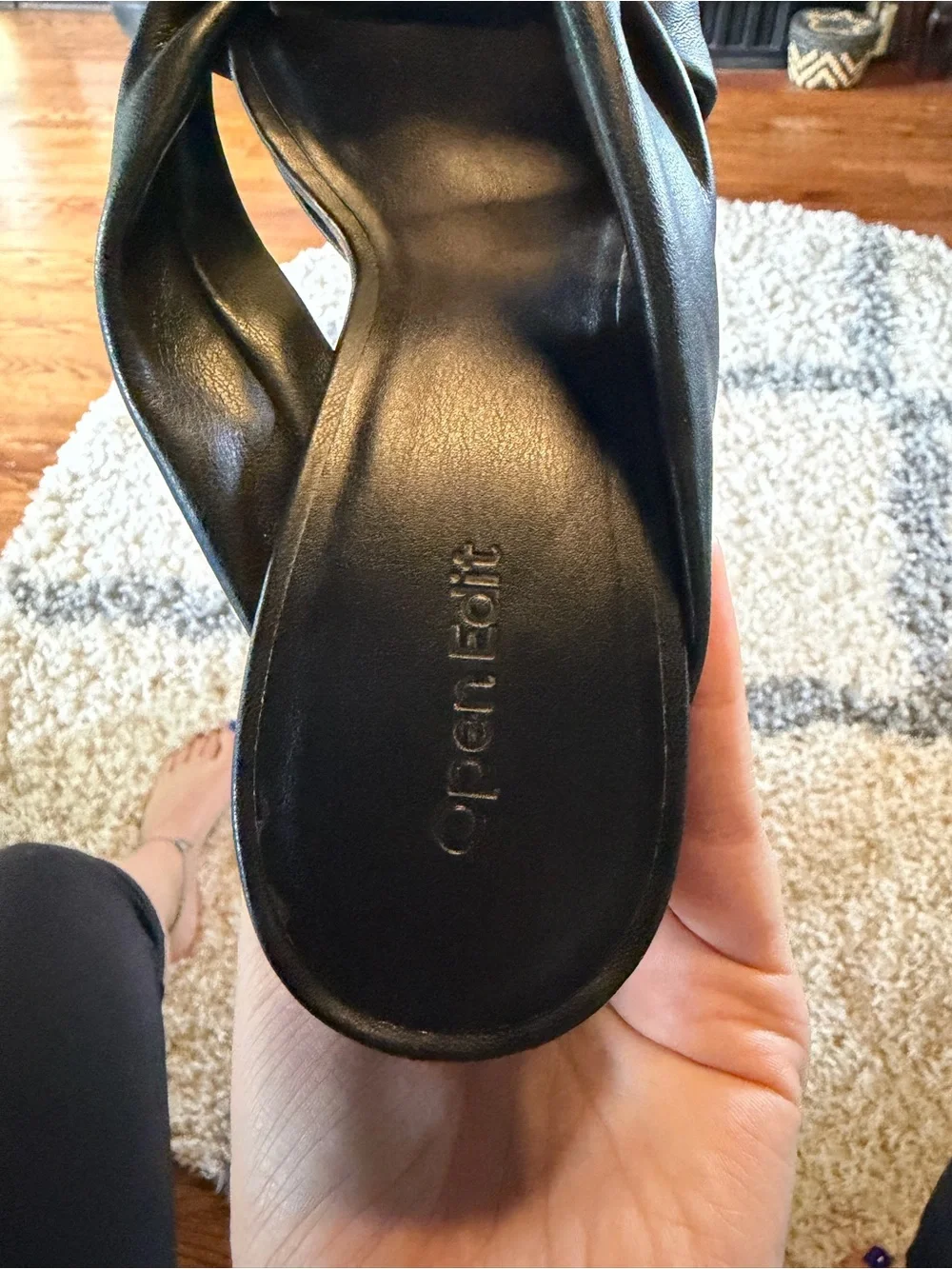 Black Knotted Platform Block-Heel Sandals for Women